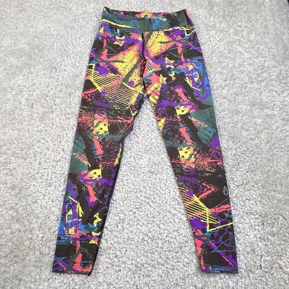 Dona Jo Activewear Legging Purple Yellow Multi - Picture 1 of 6